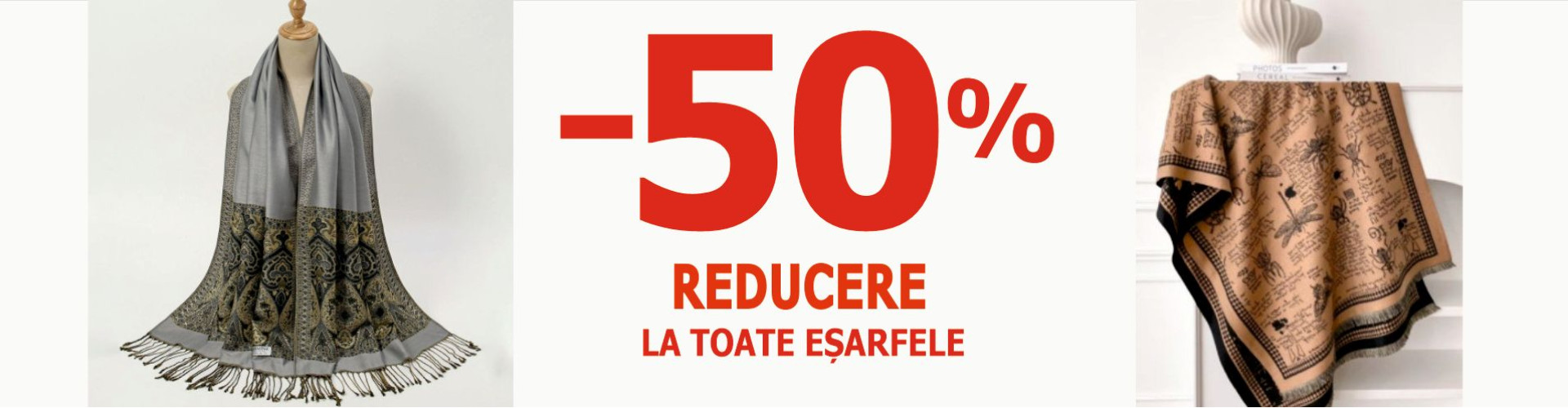 50% REDUCERE la ESARFE și DECORATIUNI Melior!