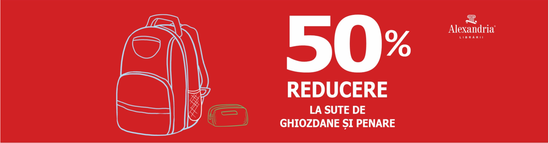 50% REDUCERE la SUTE DE GHIOZDANE ȘI PENARE!
