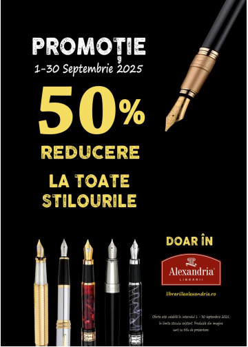 50% reducere la toate stilourile 