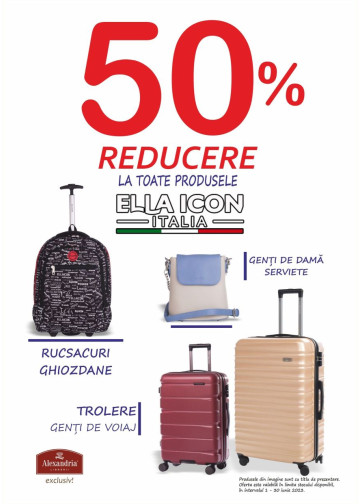 50% reducere la toate produsele Ella Icon!
