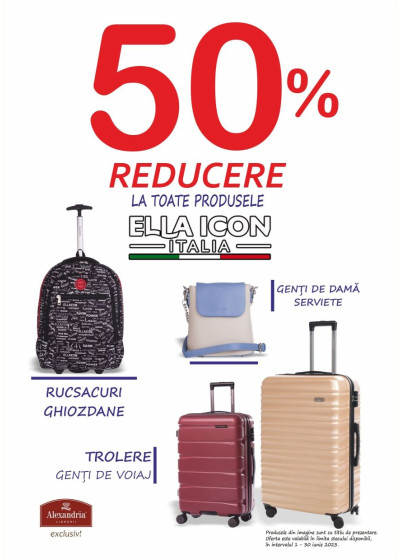 50% reducere la toate produsele Ella Icon! 50% reducere la toate produsele Ella Icon!