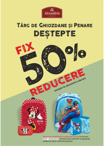 50% reducere la sute de ghiozdane și penare