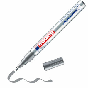 Marker cu vopsea Edding, vopsea lucioasă, caligrafie, vârf 1-2.5 mm, argintiu