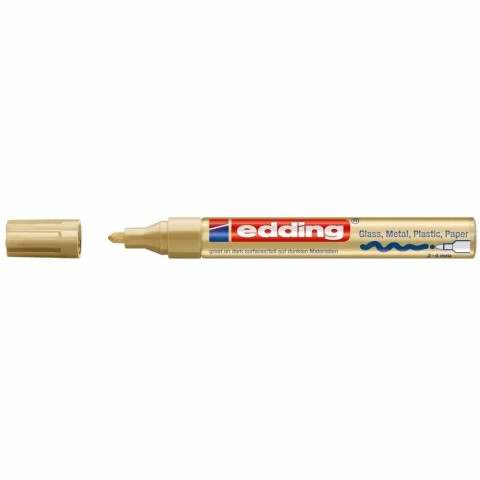Marker permanent Edding 750 , cu vopsea, corp metalic, vârf rotund, 2-2-4 mm, auriu
