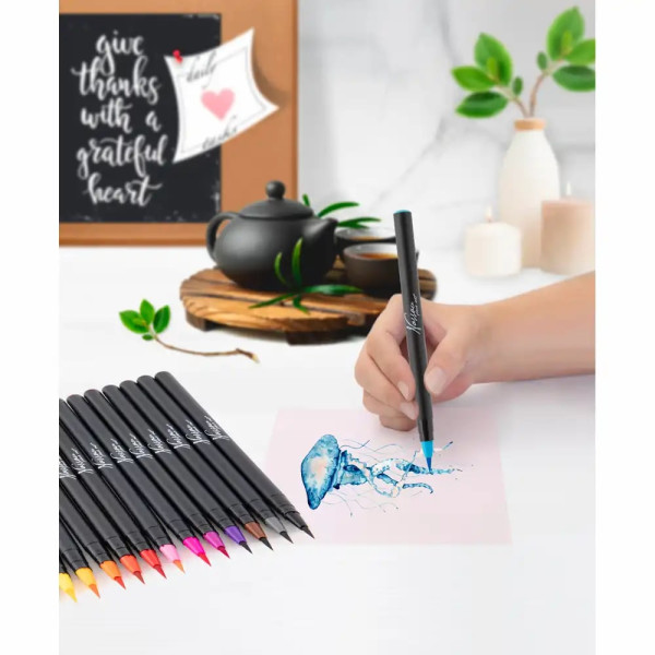 Set 20 markere Creative Craft, vârf tip pensulă pe bază de apă