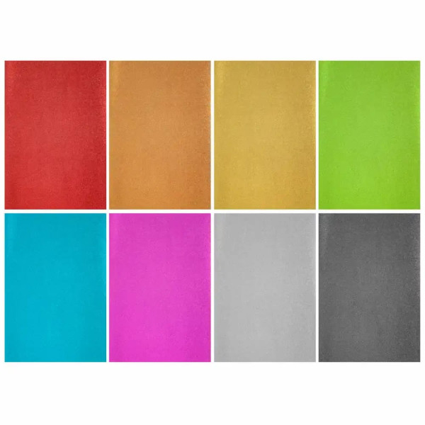 Set 8 coli carton glitter Basic Craft, 170g, diverse culori
