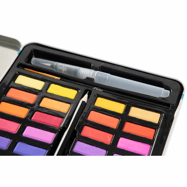 Set 36 culori Nassau, cutie metalica cu creion HB, pensula