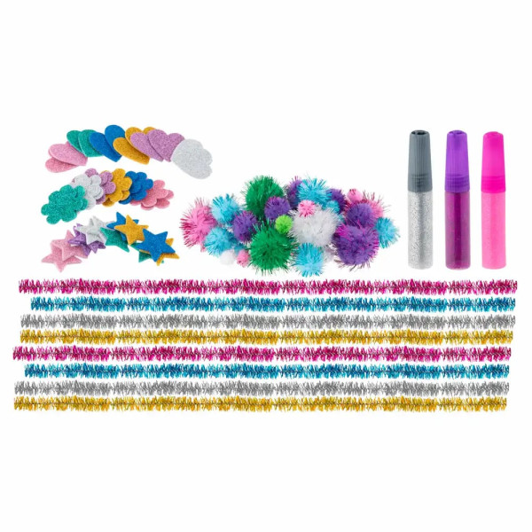 Set accesorii Creative Craft, 3 tuburi de lipici in găletușă roz