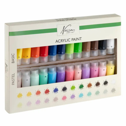 Set culori acrilice Nassau, 24 culori, 22 ml