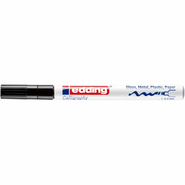 Marker cu vopsea Edding, vârf caligrafie, 1-2.5 mm, negru, uscare rapidă