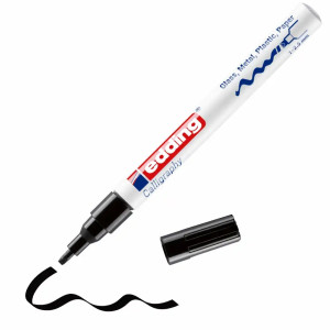 Marker cu vopsea Edding, vârf caligrafie, 1-2.5 mm, negru, uscare rapidă