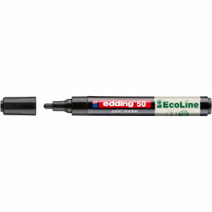 Marker cu vopsea pe bază de apă edding Ecoline,corp din plastic reciclat, vârf rotund, 2-3 mm, negru