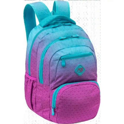 Ghiozdan scoala Astra Hexagon Mint Ombre, 3 compartimente, 44 x 32 x 19 cm