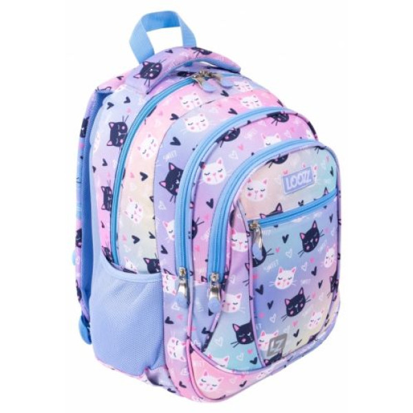 Ghiozdan școlar Ergonomic Loozz Happy Cats - 3 compartimente