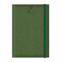Agendă nedatată A5 Colere, elastic, hărtie albî, copertă verde