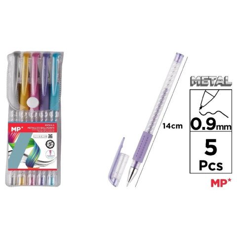 Set rollere cu gel MP, varf 0.9 mm, culori metalizate