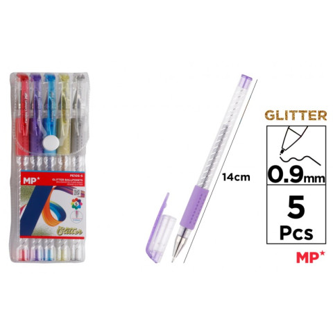 Set rollere cu gel MP, varf 0.9 mm, culori glitter
