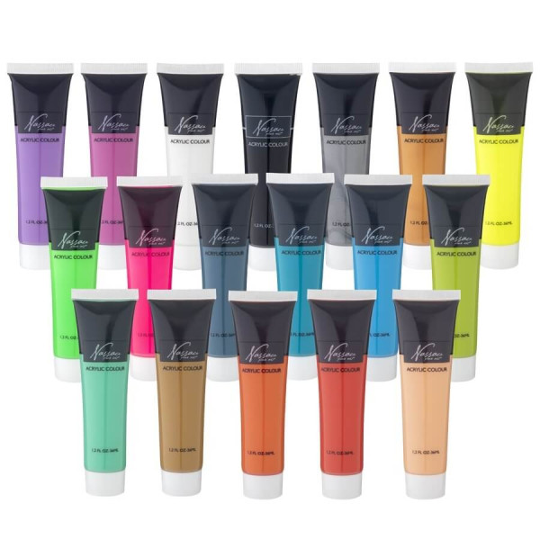 Set 18 culori acrilice neon Nassau 18x36 ml
