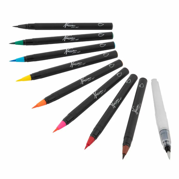 Set markere Creative Craft, varf tip pensula pe baza de apa, 8 bucati