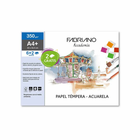 Bloc acuarela Fabriano Scuola, 24x32 cm, 350g, 6+2 file