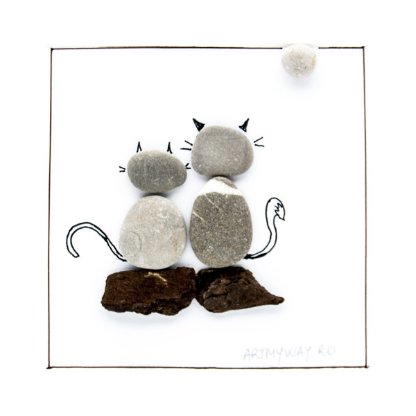 Tablou ZEN Cats - Colecția Pebble Art - 0110