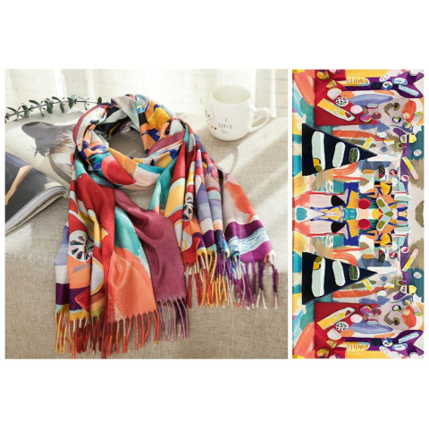 Esarfa cu franjuri 70 x 180 cm - model Q