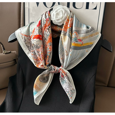 Esarfa matase naturala imprimata - model C