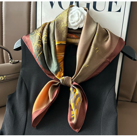 Esarfa matase naturala imprimata - model D