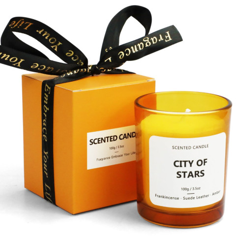 Lumanare parfumata portocalie -Scented candle - City of stars