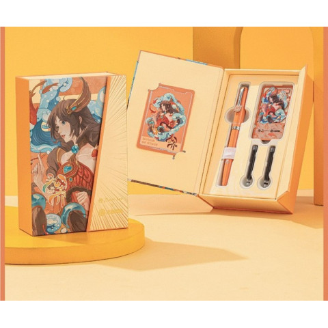 Set Picasso 616 - King of glory - Stilou Portocaliu CT, 2 cartuse, semn carte magnetic