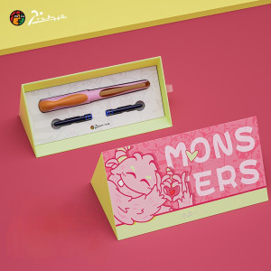 Set Picasso 601 - Little Monster - Stilou Roz-Portocaliu si 2 cartuse cerneala