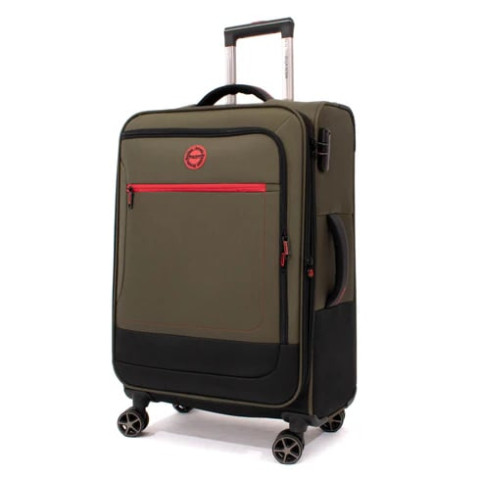 Troler Ella Icon Shadow cu 4 roti duble, Textil, 80x47x29 cm, kaki