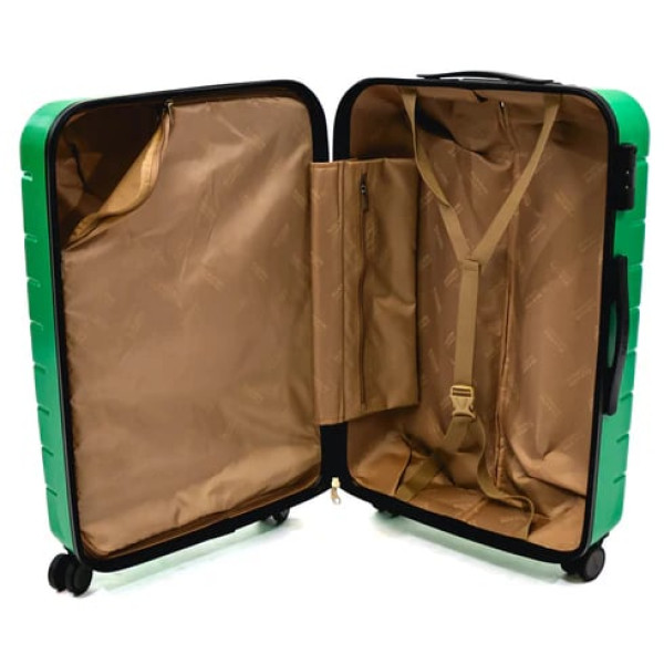 Troler Ella Icon Leaf cu 4 roti duble, ABS, 67x45x27 cm, Verde