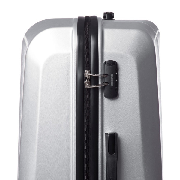 Troler Swank Argintiu 76X51X32 cm, policarbonat, 4 roți silențioase, cifru, 2 mânere retractabile Lamonza