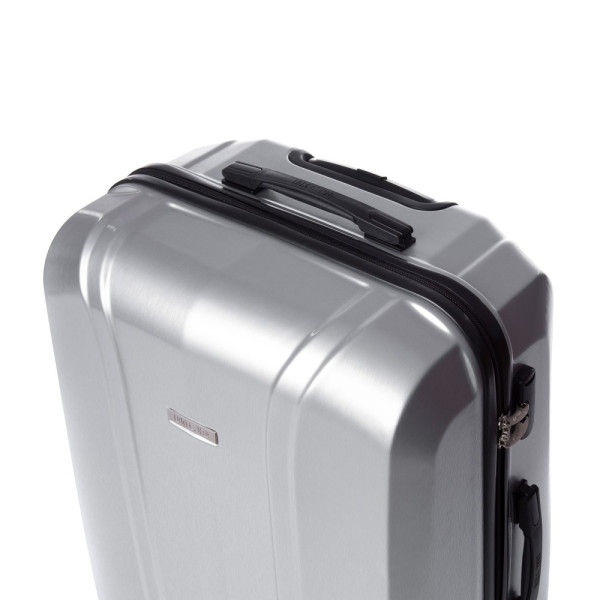 Troler Swank Argintiu 76X51X32 cm, policarbonat, 4 roți silențioase, cifru, 2 mânere retractabile Lamonza