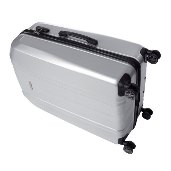 Troler Swank Argintiu 76X51X32 cm, policarbonat, 4 roți silențioase, cifru, 2 mânere retractabile Lamonza