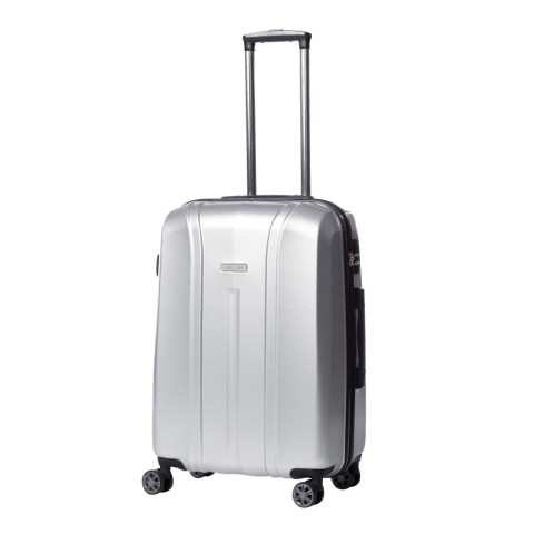 Troler Swank Argintiu 67X45X27 cm, policarbonat, 4 roți silențioase, cifru, 2 mânere retractabile Lamonza