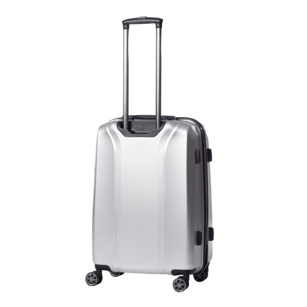 Troler Swank Argintiu 67X45X27 cm, policarbonat, 4 roți silențioase, cifru, 2 mânere retractabile Lamonza