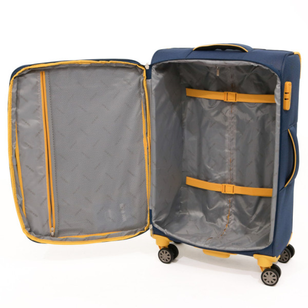 Troler Cruise Lamonza 68x41x26 cm, 3 kg, expandabil 30%, bleumarin/galben