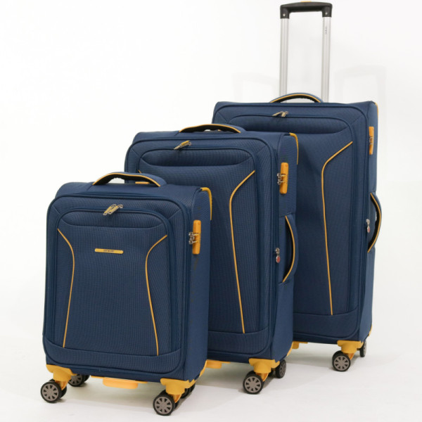 Troler Cruise Lamonza 68x41x26 cm, 3 kg, expandabil 30%, bleumarin/galben