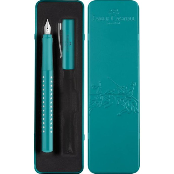 Set cadou stilou Faber-Castell Sparkle, penita M, turcoaz ocean