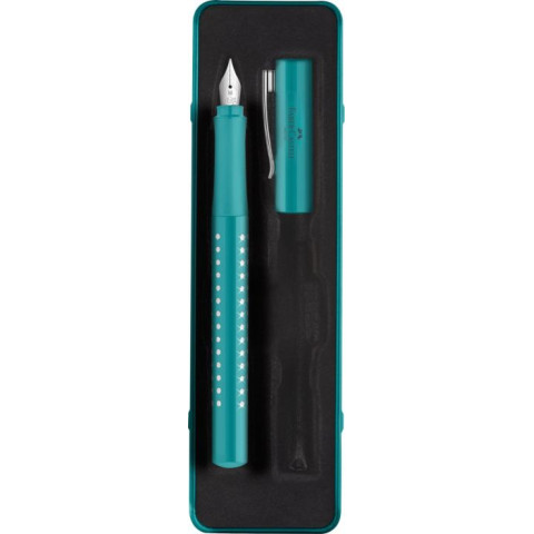 Set cadou stilou Faber-Castell Sparkle, penita M, turcoaz ocean