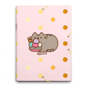 Mapă A4 Pusheen Rose, inchidere cu elastic, din carton 