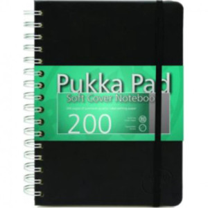 Agendă cu spirală Pukka Pads Soft Cover A5 200 pagini matematică, negru