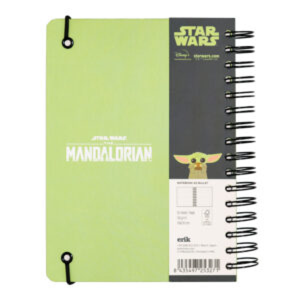 Agendă Star Wars The Mandalorian Disney, A5, roșu, 90 de file, spirală exterioară, cu elastic și buzunar interior, produs licențiat