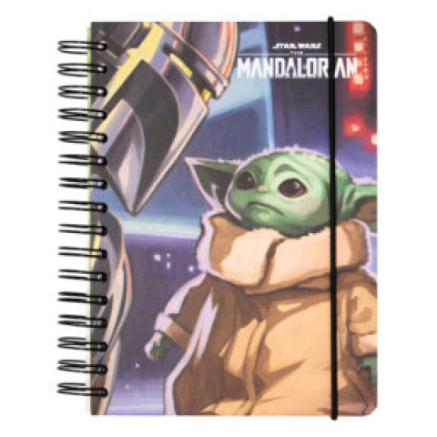 Agendă Star Wars The Mandalorian Disney, A5, roșu, 90 de file, spirală exterioară, cu elastic și buzunar interior, produs licențiat