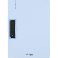 Clipboard Strigo vertical A4 cu clip metalic lateral, suport stilou, albastru deschis