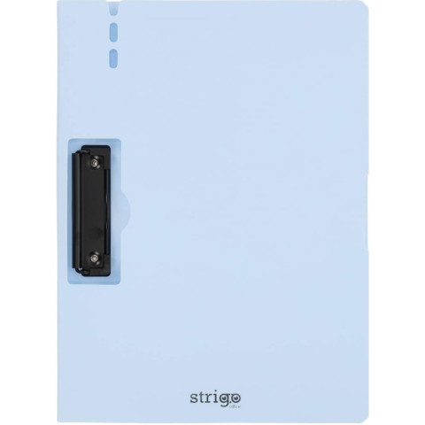 Clipboard Strigo vertical A4 cu clip metalic lateral, suport stilou, albastru deschis