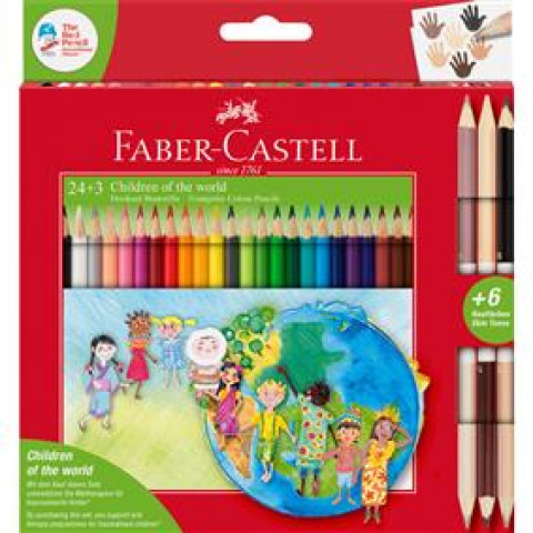 Creioane colorate 24+3 culori Children Of The World Faber-Castell
