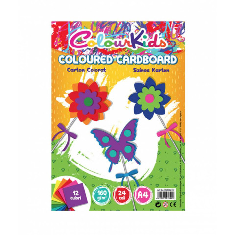 Carton A4 160gr 24 coli, 12 culori, Colour Kids